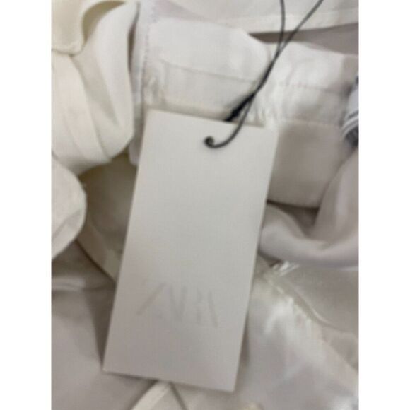 Zara Womens Dress Pants XL White Linen Blend Wide Leg Trousers 2927/586 NWT - Picture 5 of 11